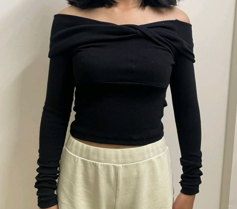 Black Off Shoulder Long Sleeve