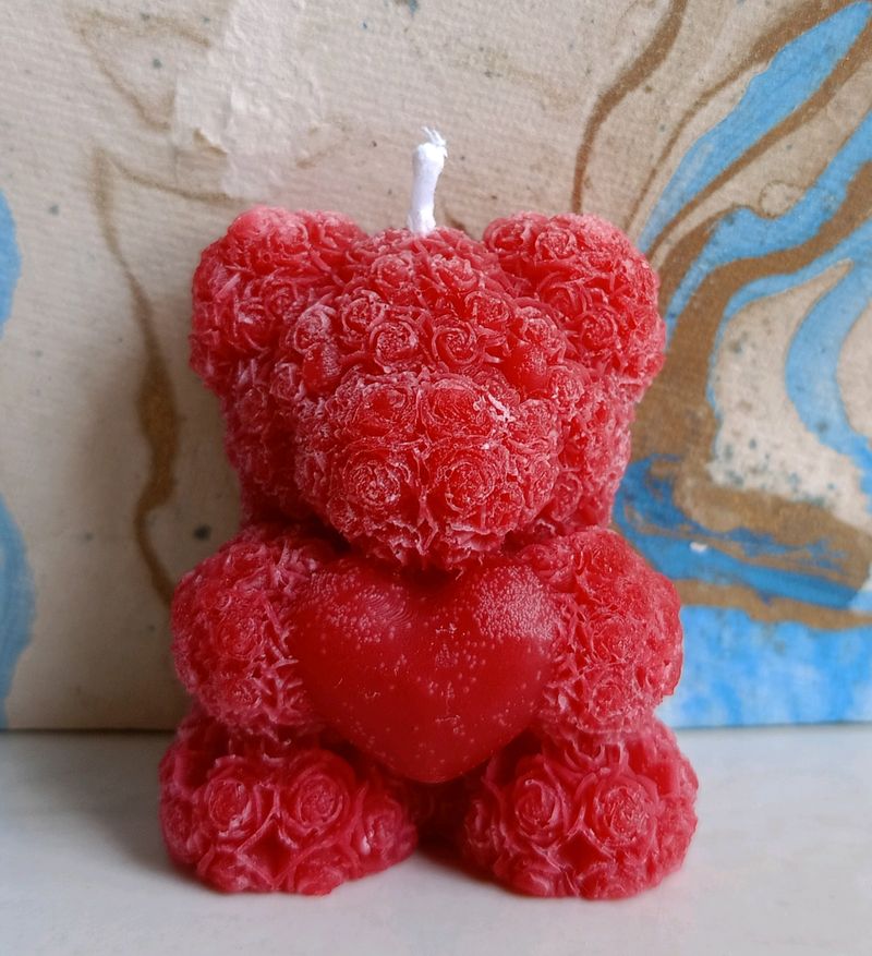 Teddy Bear Heart Handmade Scented Candle (Small)