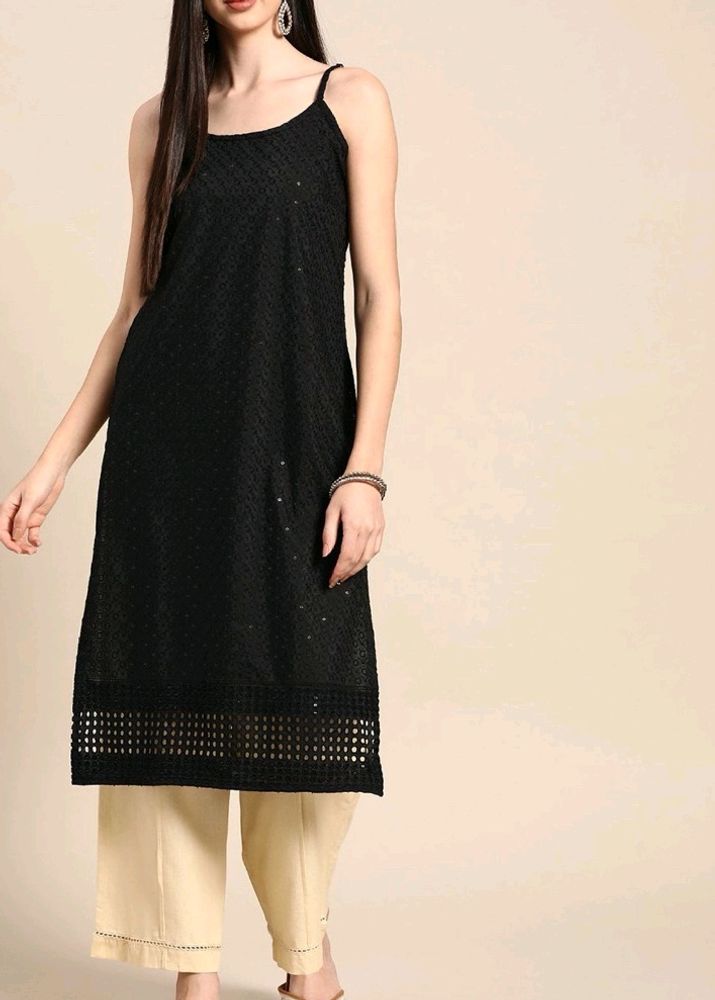 Anouk Ethnic Black Embroidered Kurti