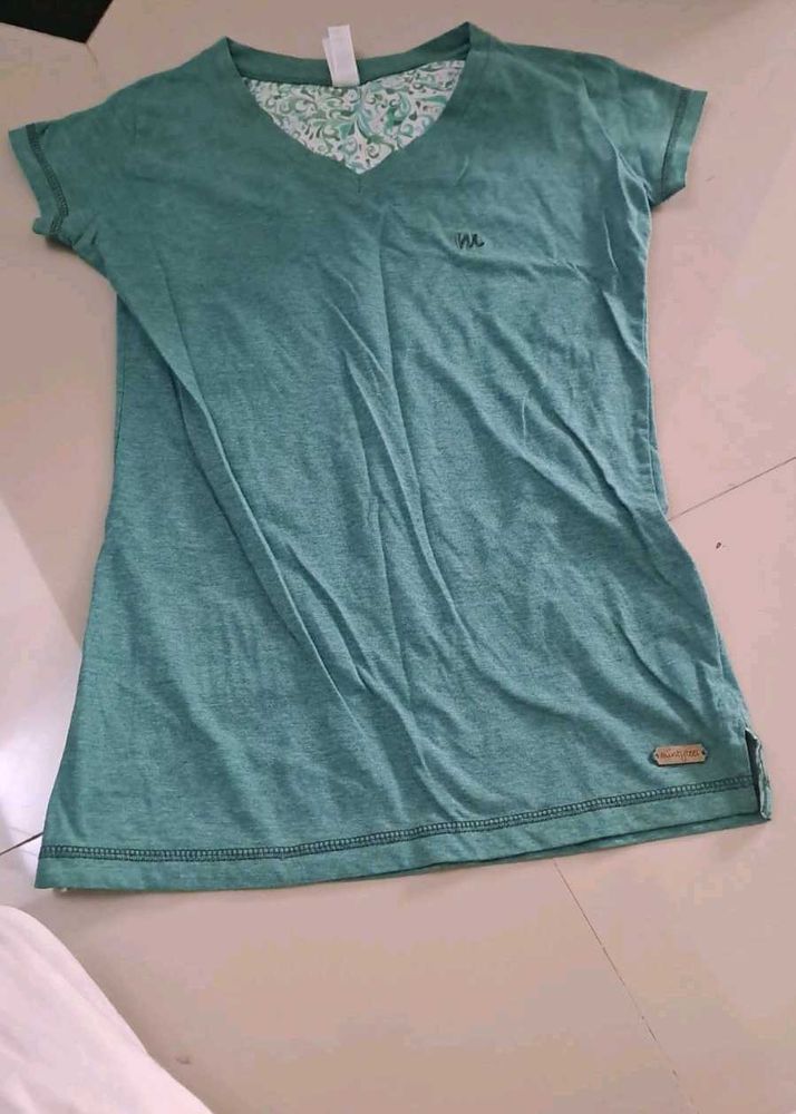 V Neck Line Straight Top Fr Girl's ( Olive Green)