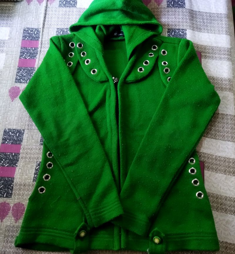 Green Winter Hoodie For Girls