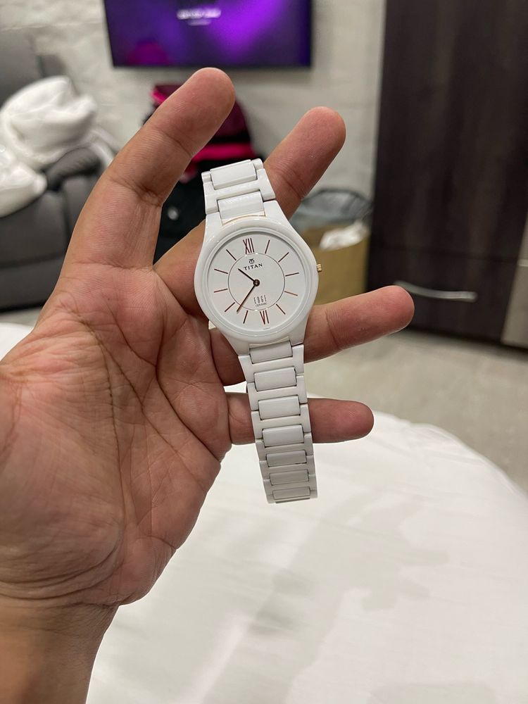 Titan Edge Ceramic Analog White Dial