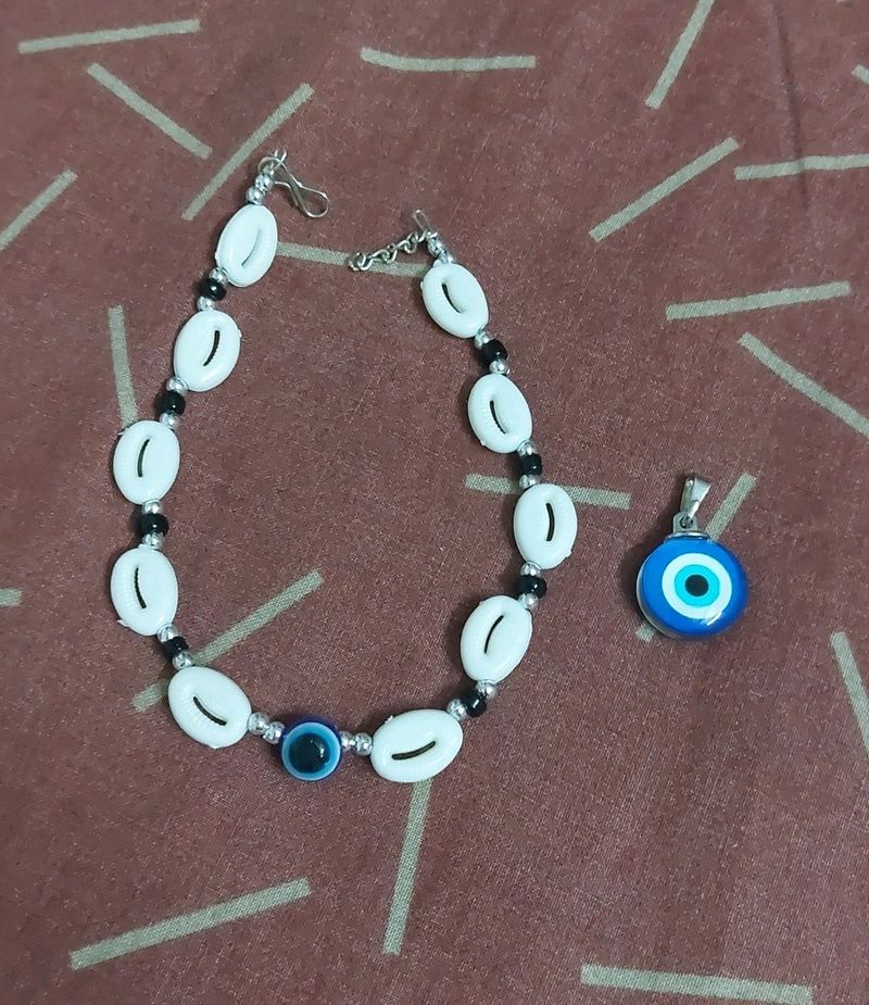 🧿 Eveil Eye Pendant + Anklet  Combo