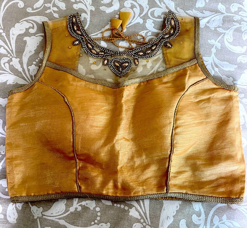 Golden Padded Blouse With deep back