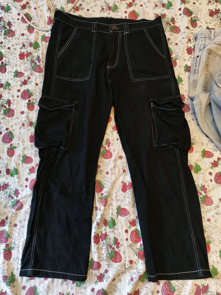 BLACK CARPENTER CARGO PANTS