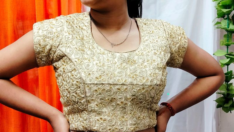 Golden Blouse , With Beautiful Design