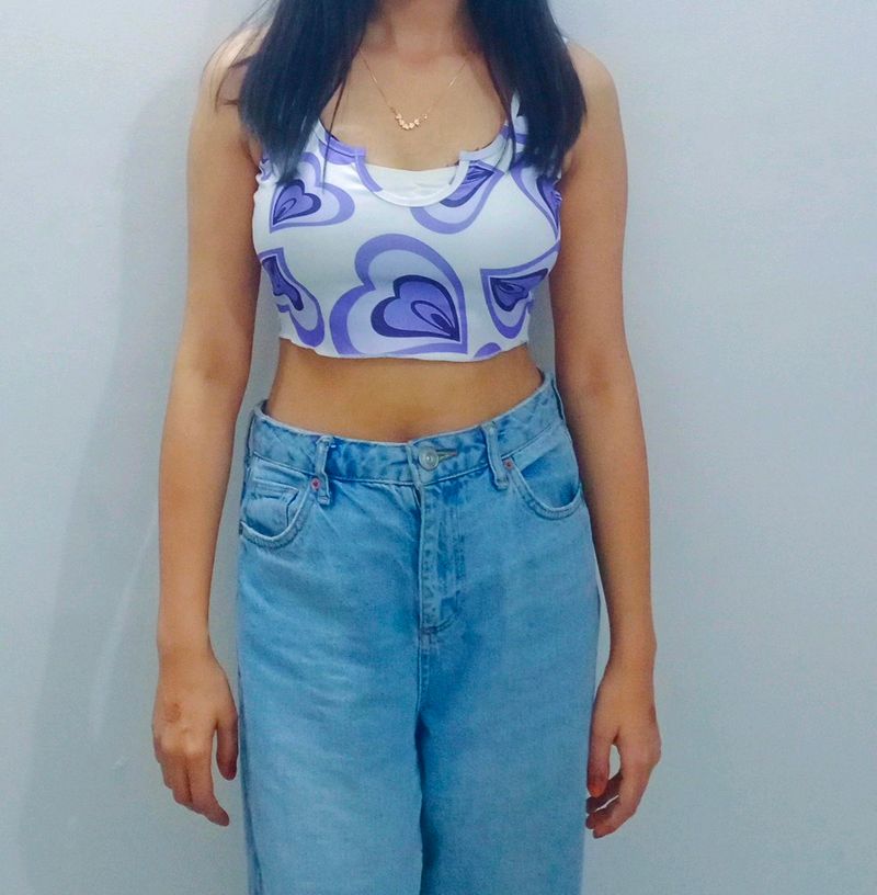 Purple Heart Printed Crop Top