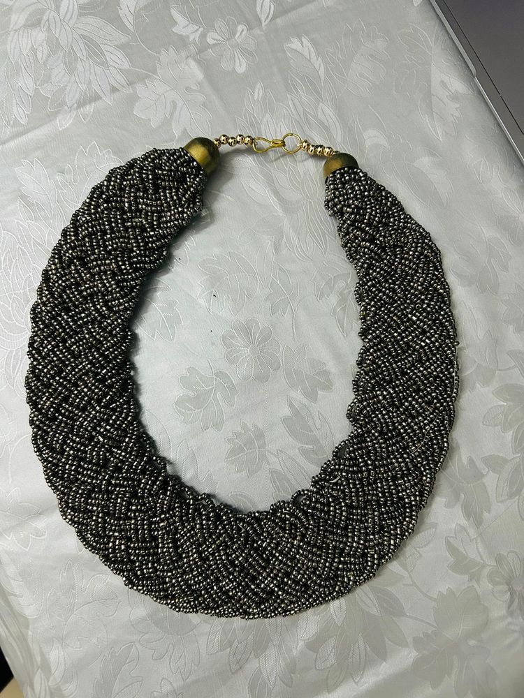 Metallic Silver Ethnic Chain