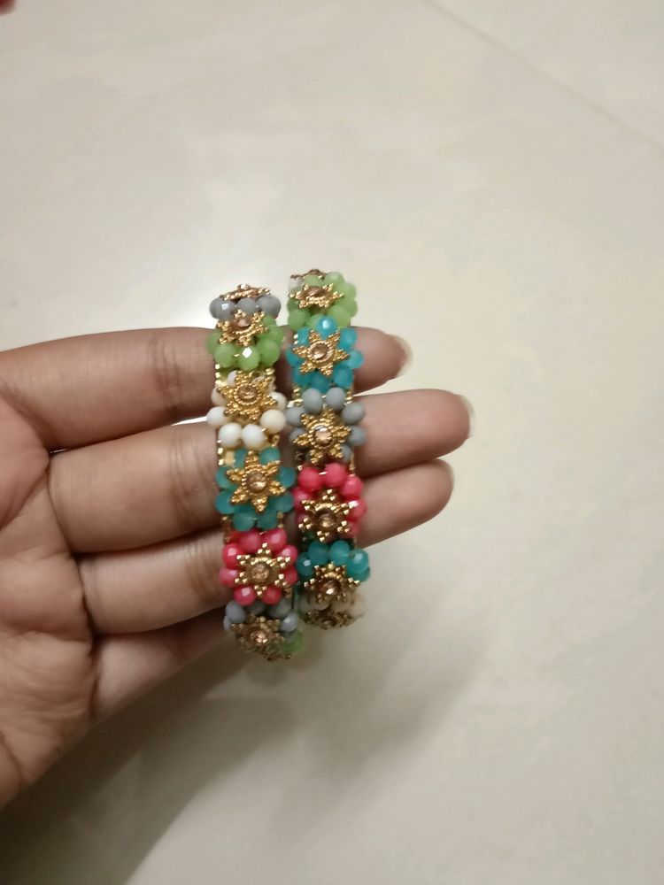 Crystal Beaded Floral Bangles