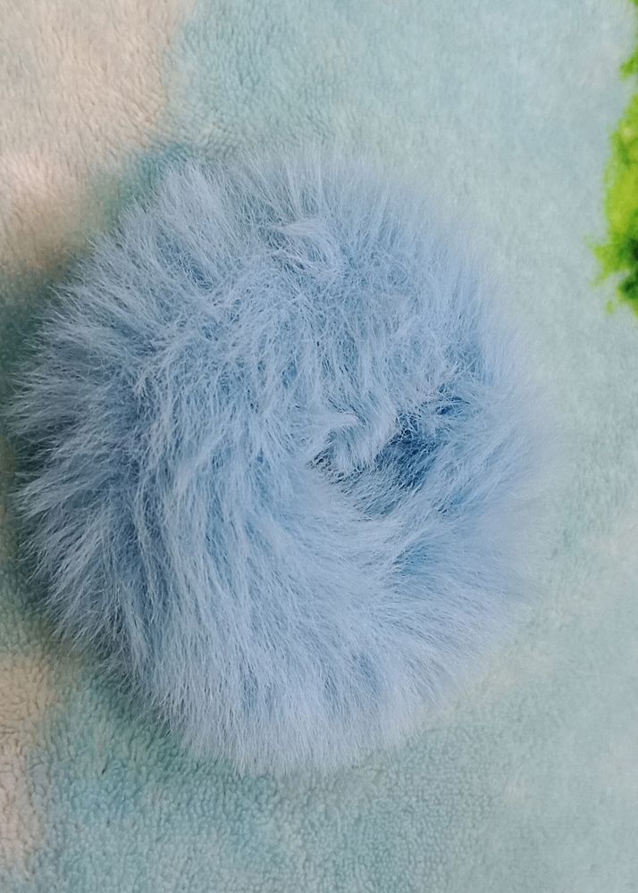 Fur Scrunchy, Furry Hair Tie (Blue)