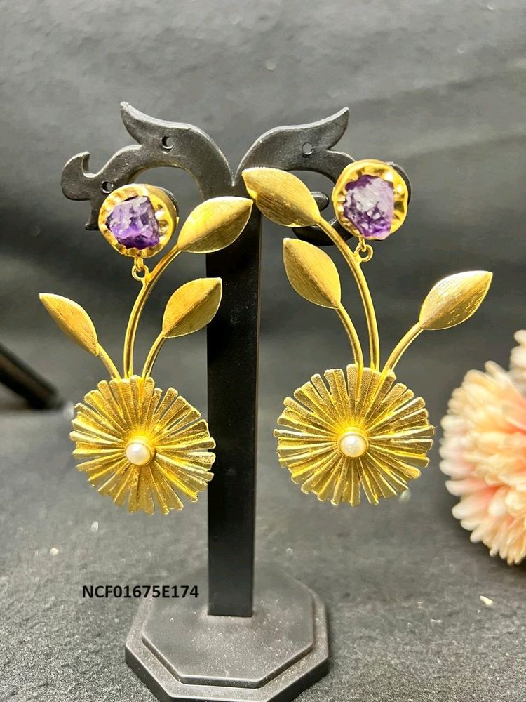 Natural Stone Statement Earrings