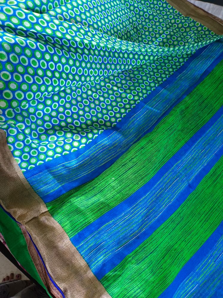 🟢🌀 Vibrant Seagreen Saree 🌀🟢