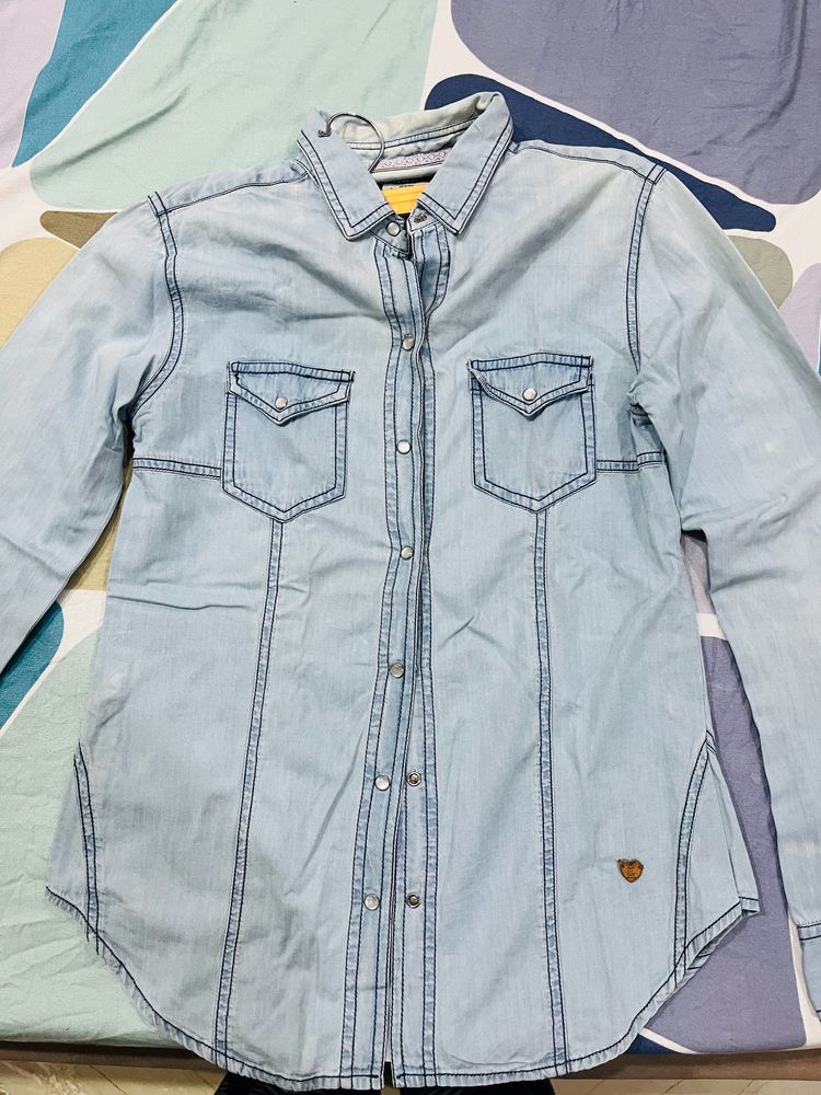 Pepe Jeans Faded Blue Denim Shirt