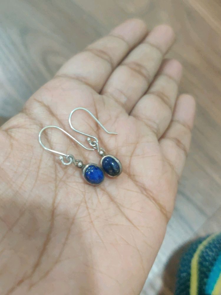 Pure Silver Lapis Lazuli Drops For Daily Wear