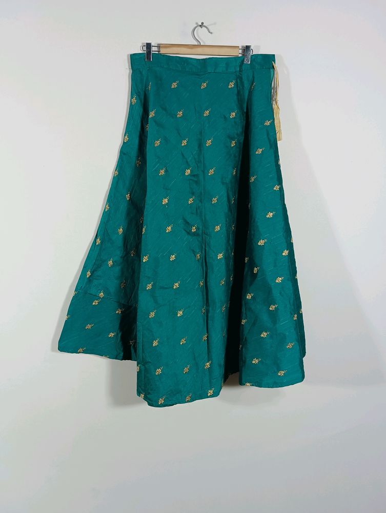 Green Embroidered Ethnic Long Skirt (Women)