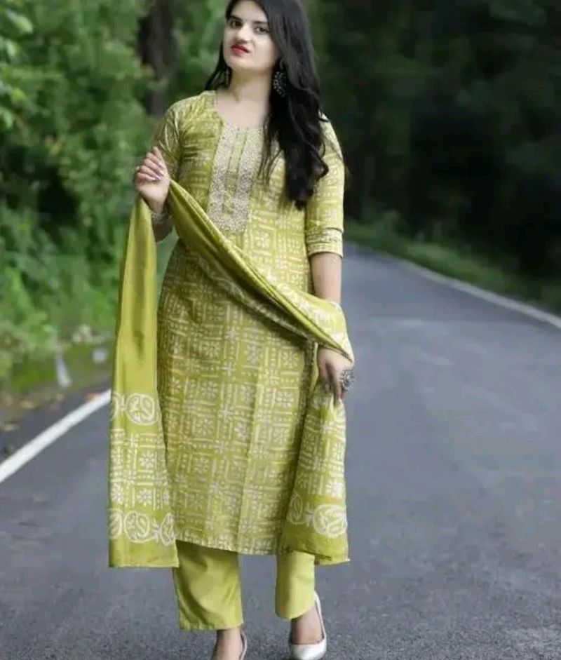 Beautiful Kadai Kurti ,Pant,Dupatta Set