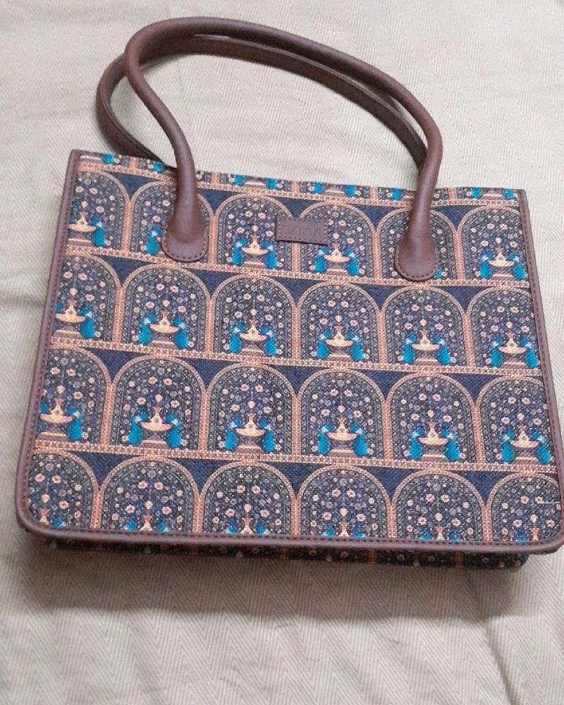 Zouk Book Tote Bag Royal Indian Peacock Motif