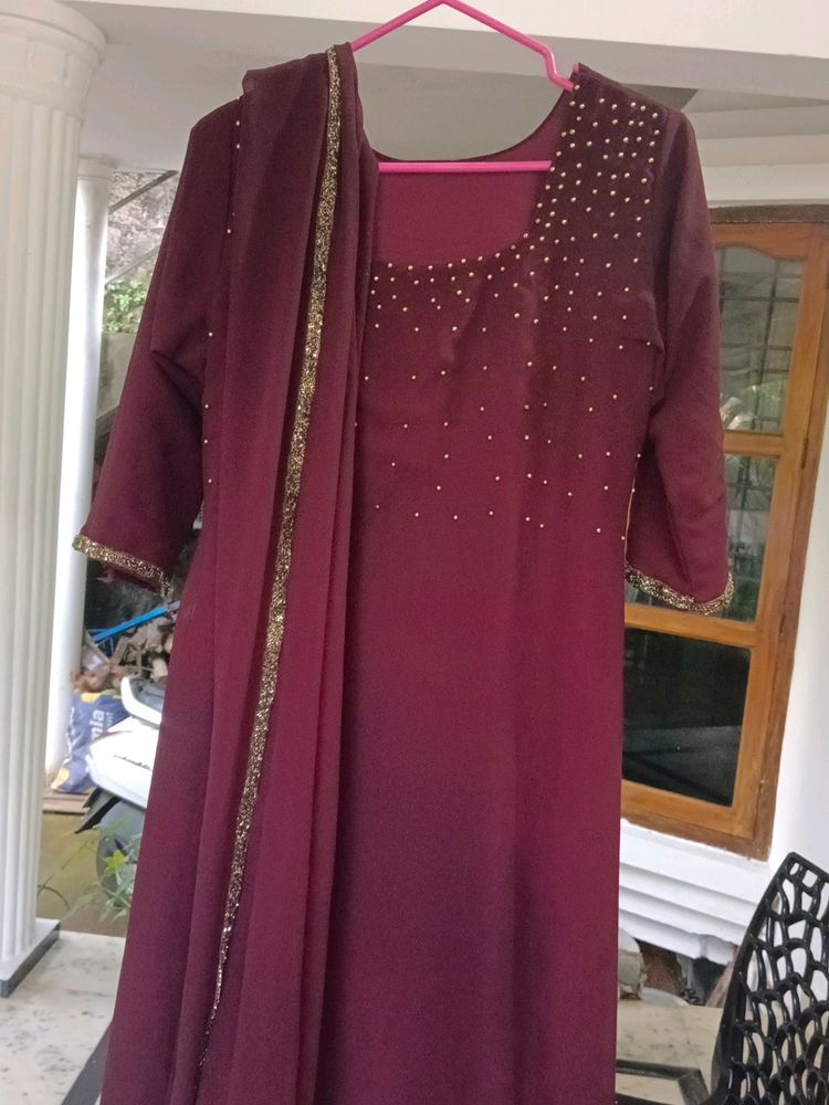 Pure Georgette Kurtha With Dupatta