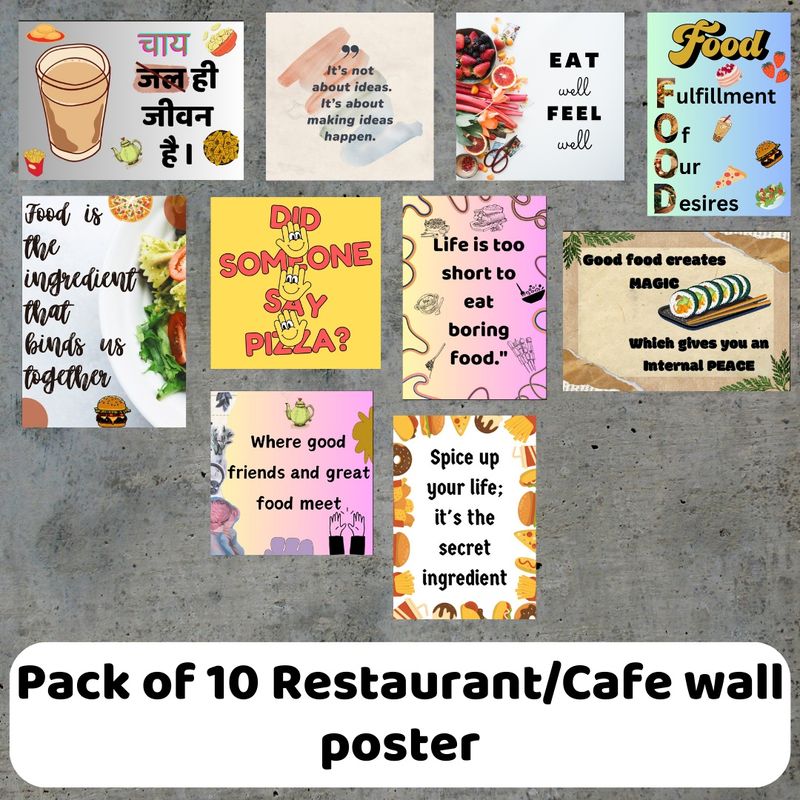 Set Of 10 A4 Size Food And Cafe Poster