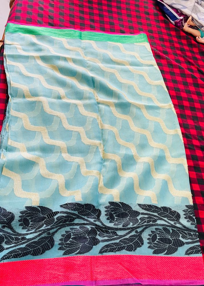 Sky Blue Fancy Silk Saree