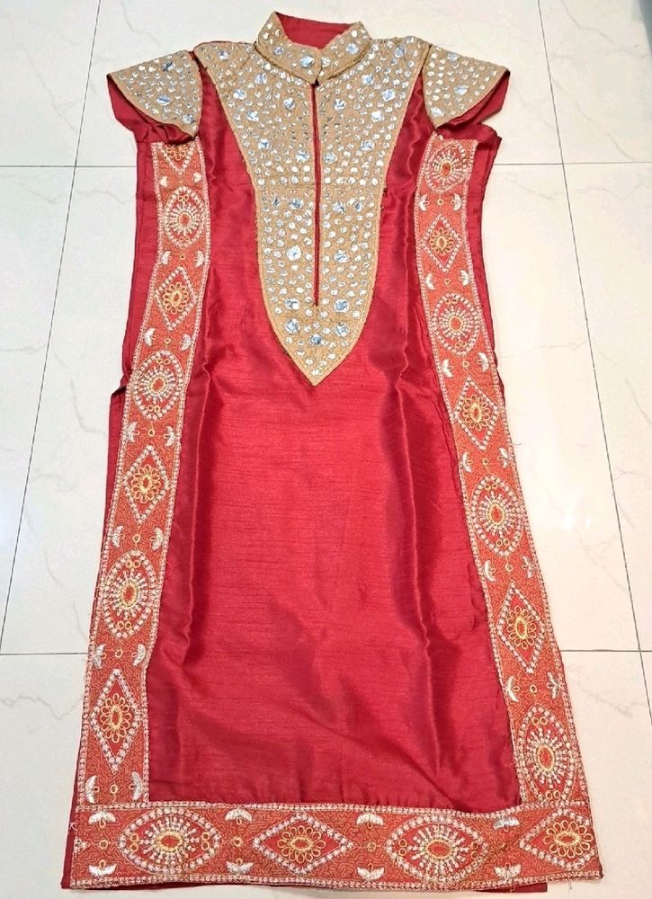 Mirror Silk Kurta Set Embroidery Work