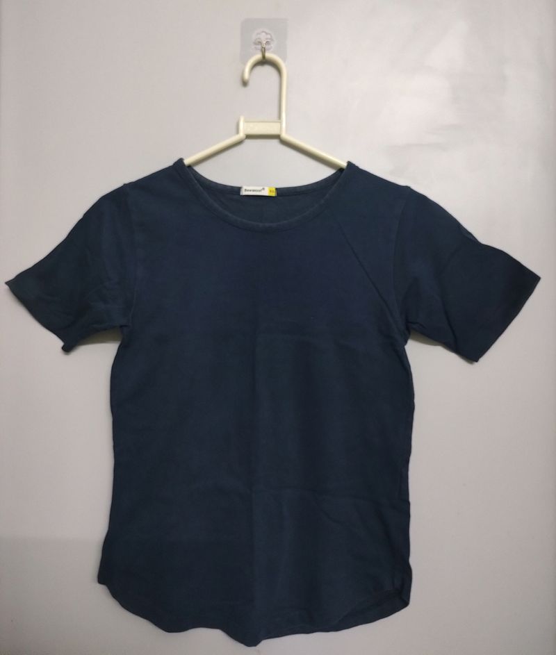 Dark Blue Solid Tshirt