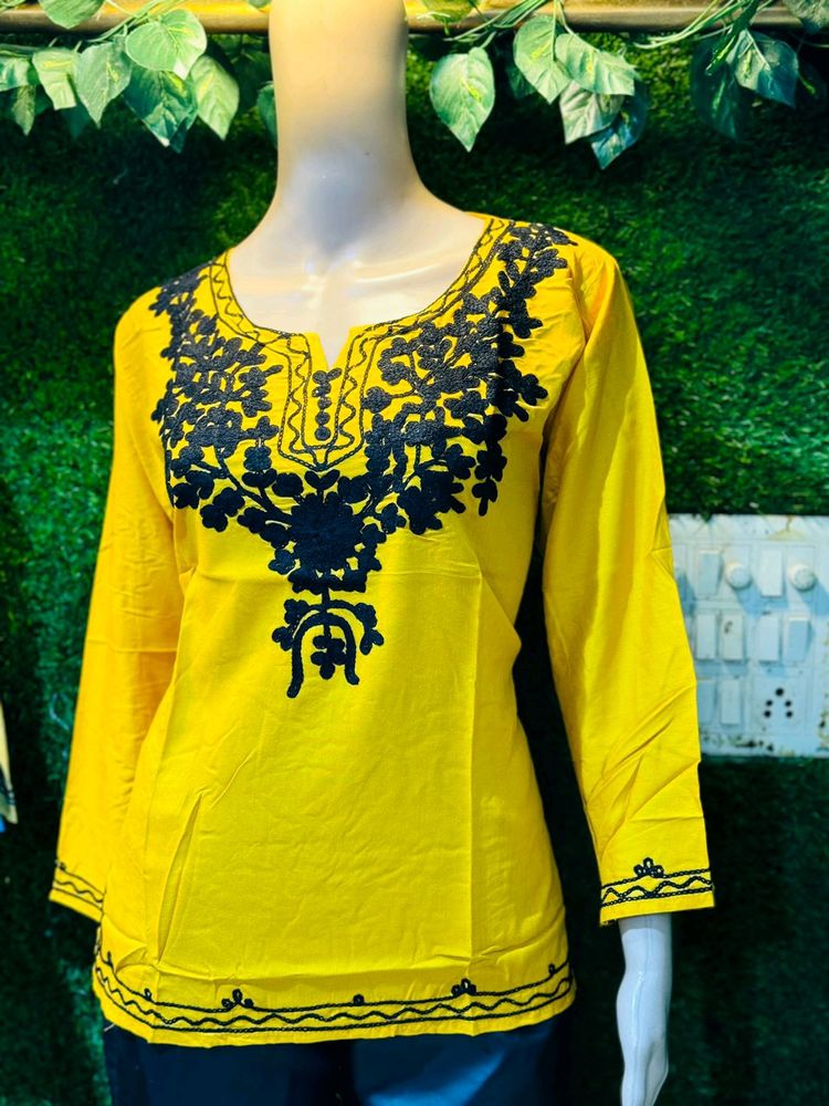 Cute Embroidery Short Kurtis