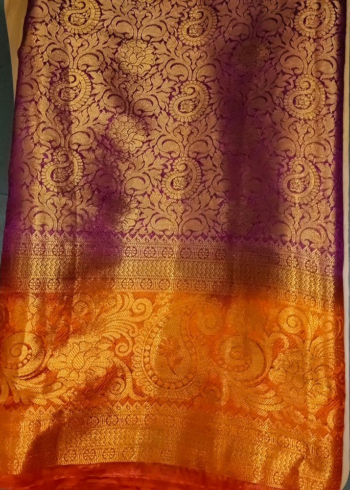 Purple Orange New Saree