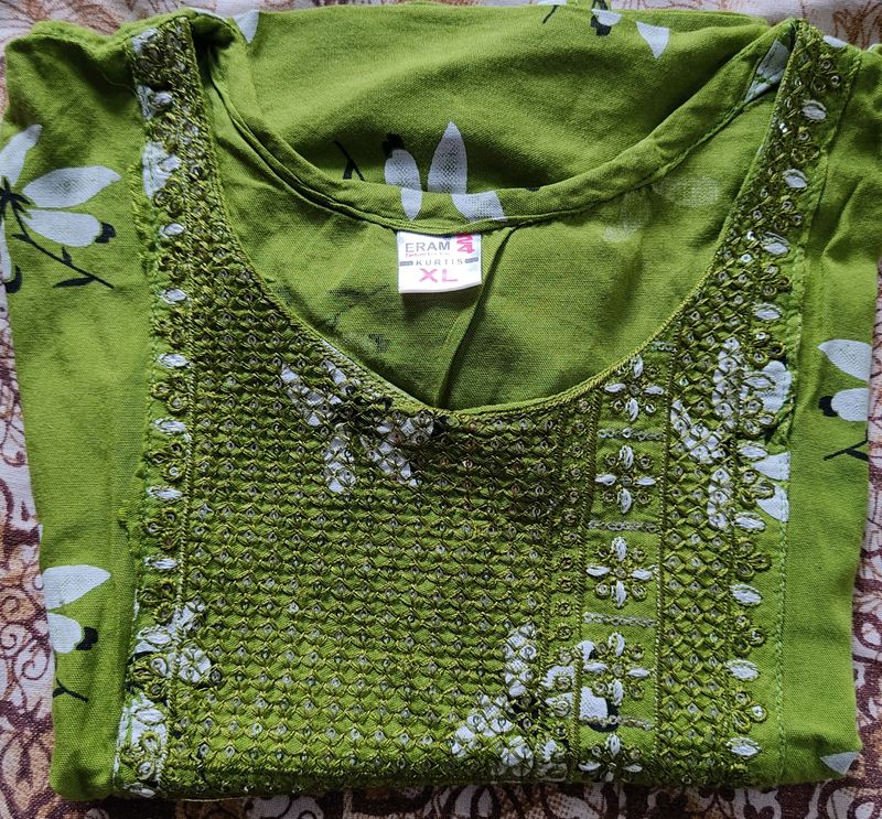 Parrot Green Rayon Kurti