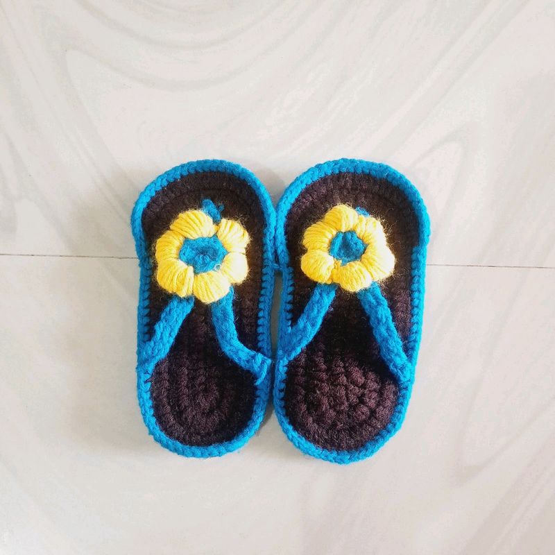 Hand Knitted Chappal For Baby Girls