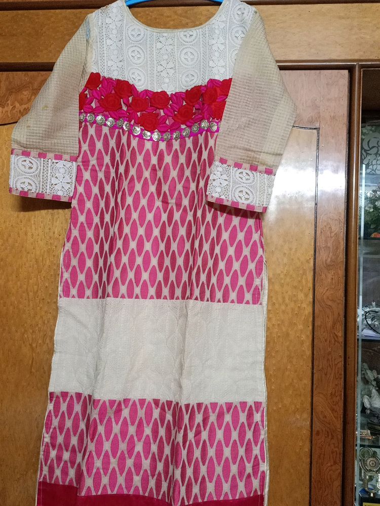 Pink Chanderi Kurta