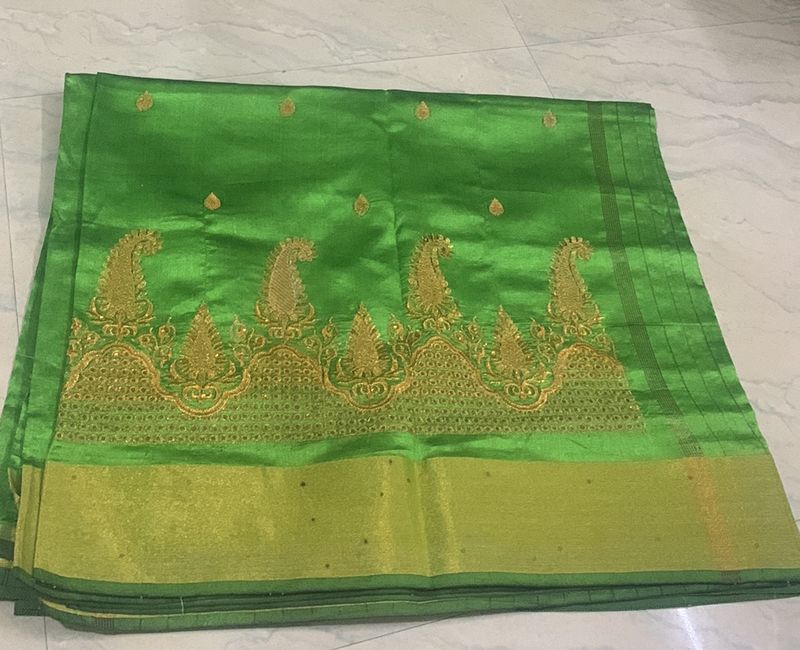 Beautiful Parrot Green Saree