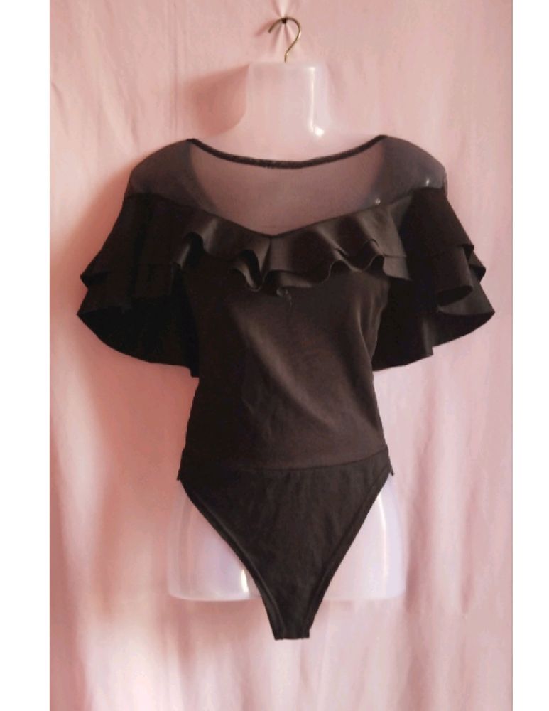 Beautiful Black Flared Bodysuit Top