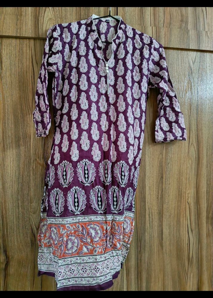 Printed Purple Kurta