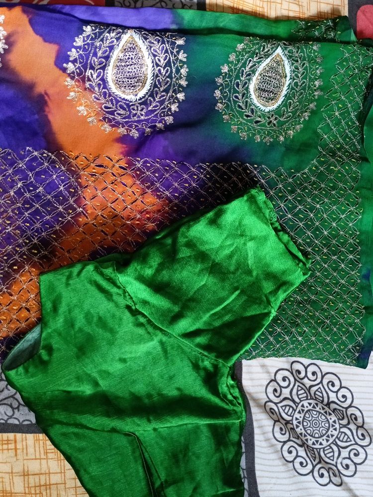 Multi Colour Zardosi Saree, 🦋