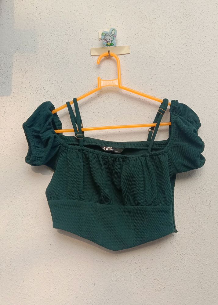 New Green Offshoulder Croptop