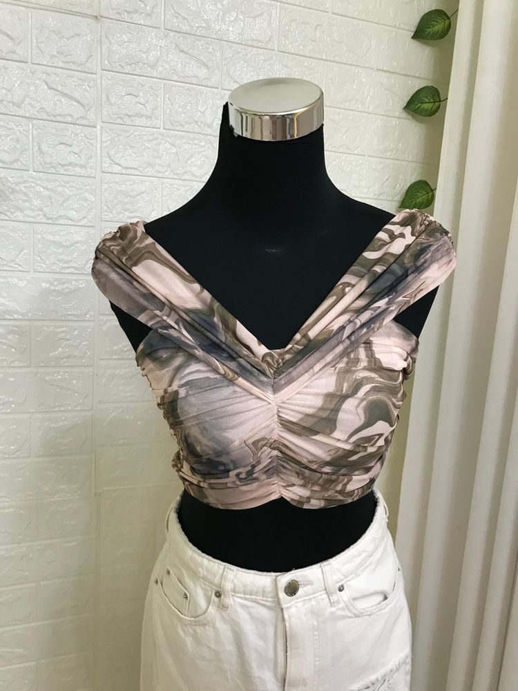 Mesh Top Abstract Print