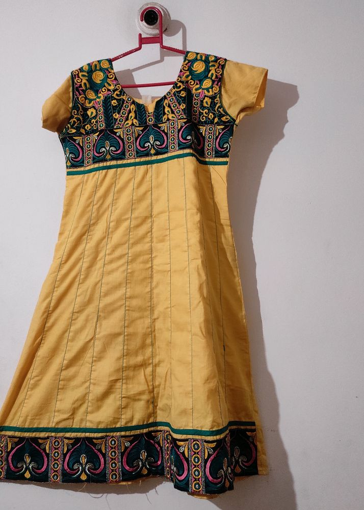 Embroidery Yellow Colour A Line Top