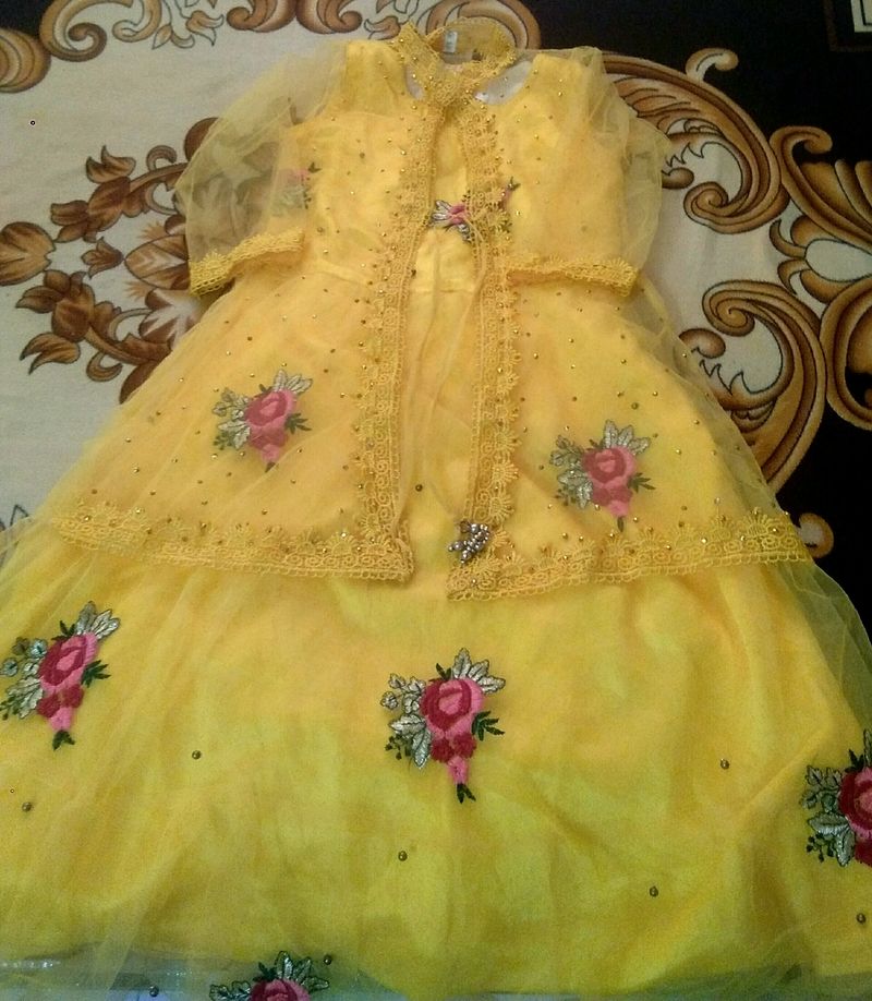 Yellow Frock With Shrug