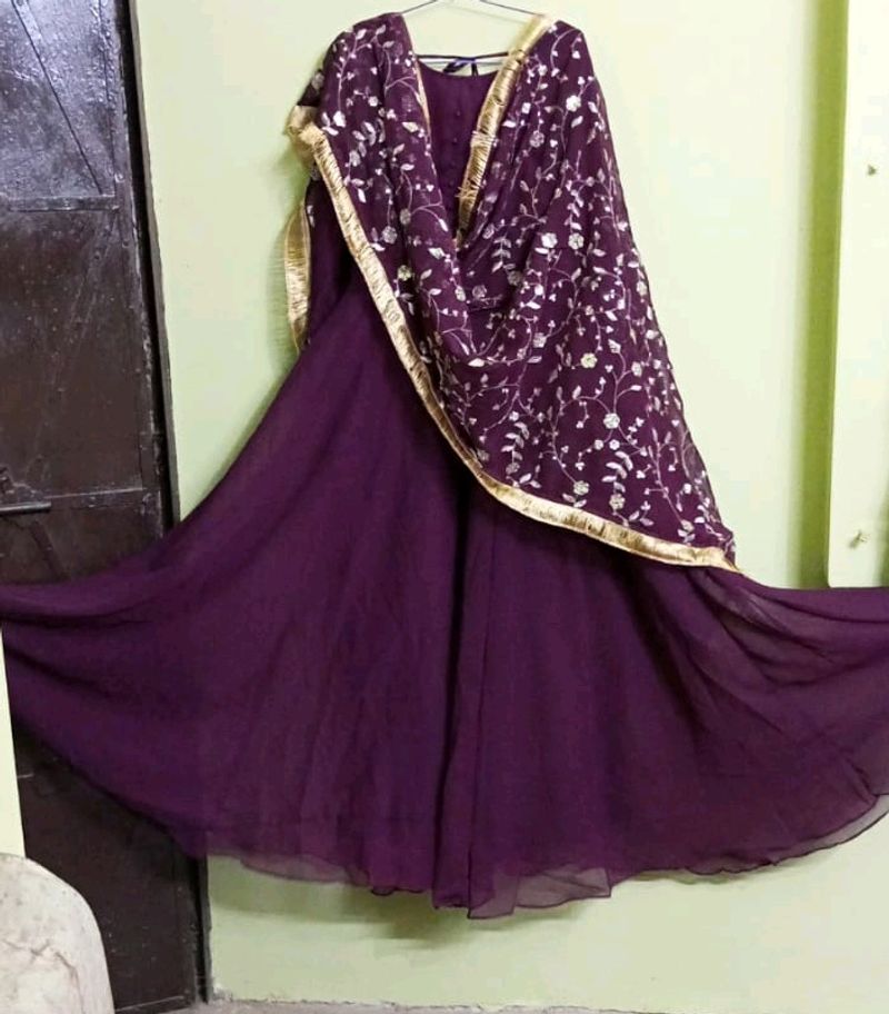 Brand New Soft Georgette Gown With Zari Work