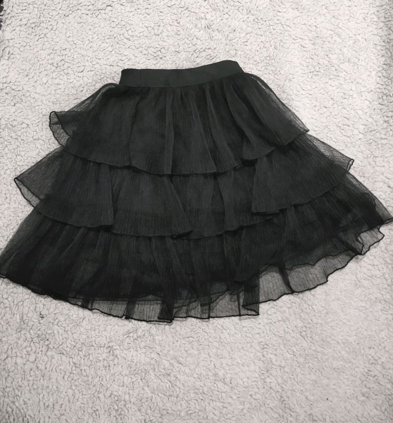 Black Mesh Layer Skirt