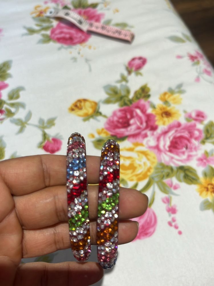 Multi Colour Stone Bangle  Pair