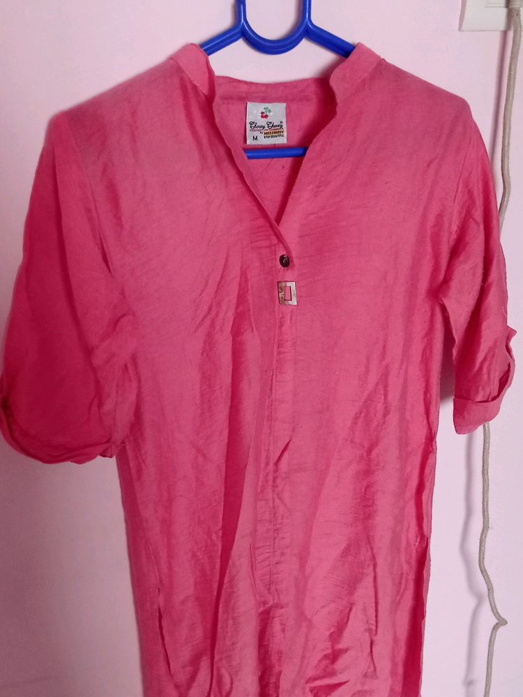 Pink Collar Kurti