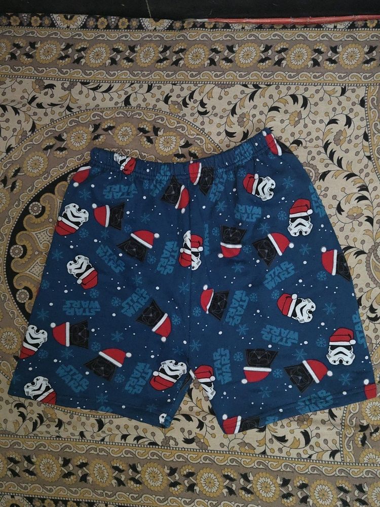 Snowman Printed Woolen Casual Shorts