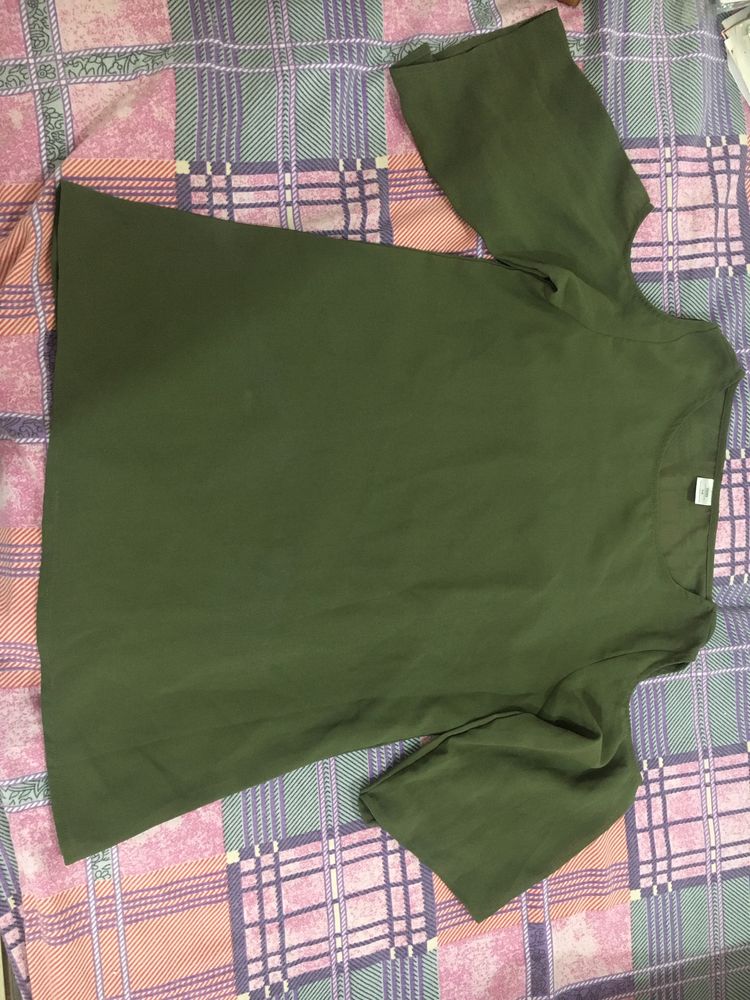 Georgette Olive Green Top