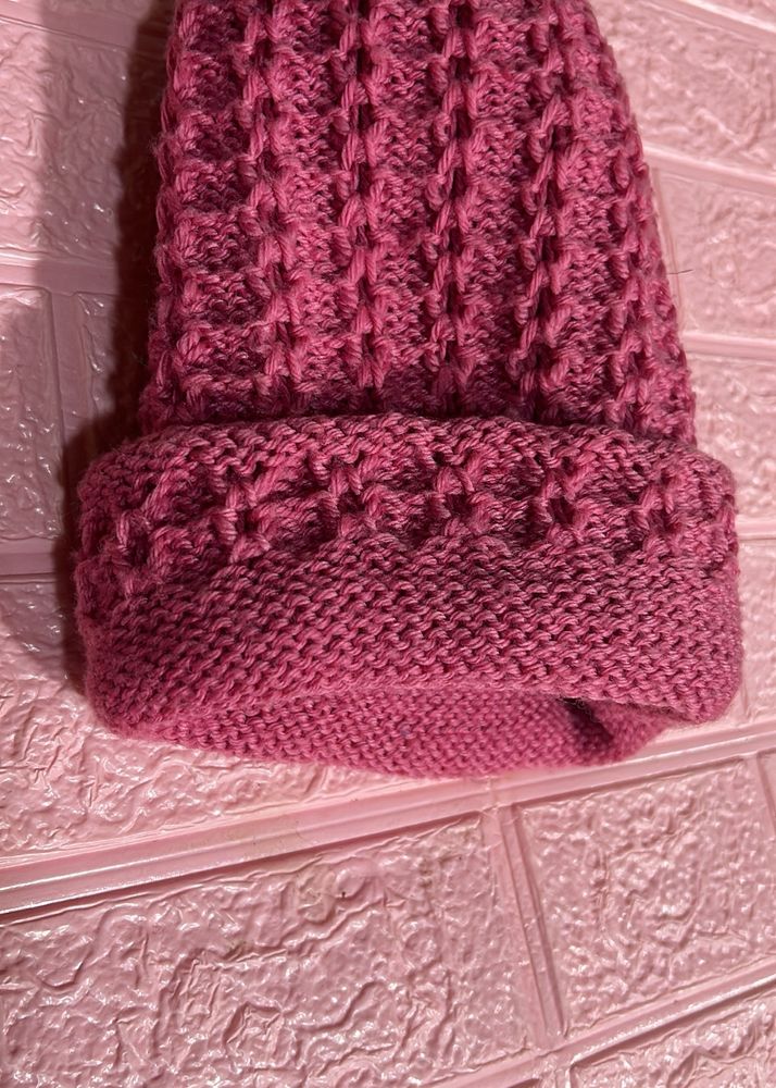 Crochet Pink Winter Beanie