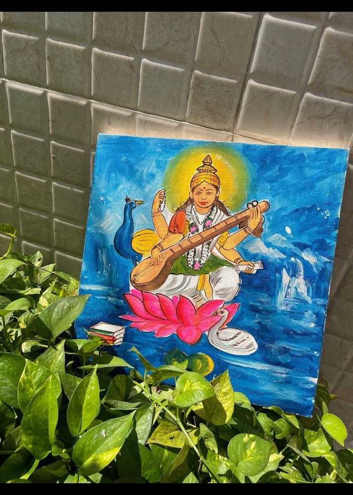 Handmade Saraswati Ji Painting