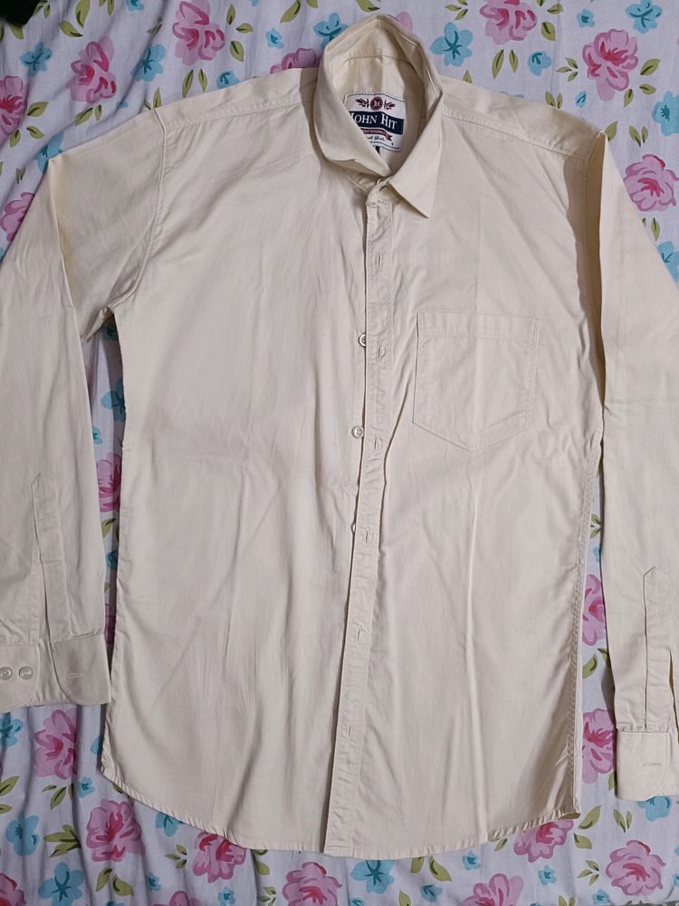 Branded Cream Colour Collar Shirt (M-Size)
