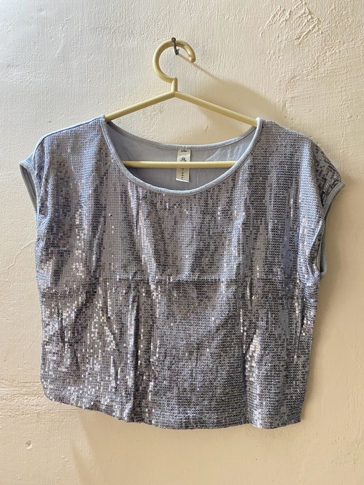 Silver/grey Party Crop Top