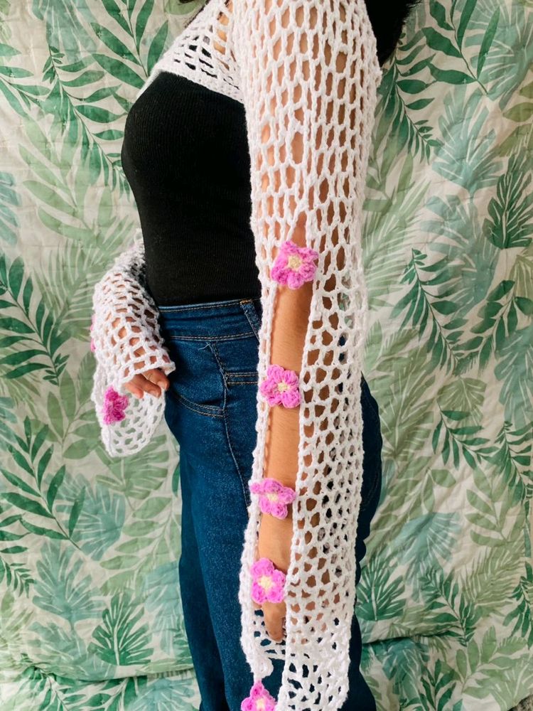 Crochet Bolero With Slit Sleeves